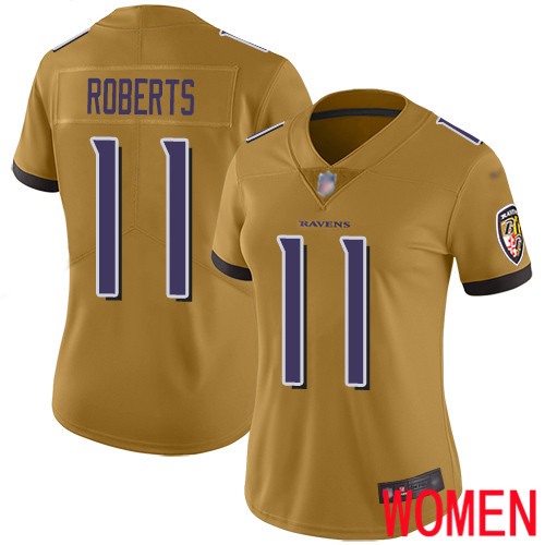 Baltimore Ravens Limited Gold Women Seth Roberts Jersey NFL Football #11 Inverted Legend->women nfl jersey->Women Jersey